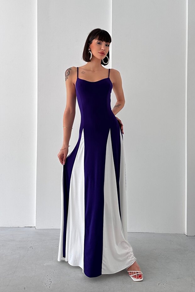 Partial Pattern Sandy Dress with String Straps - 4