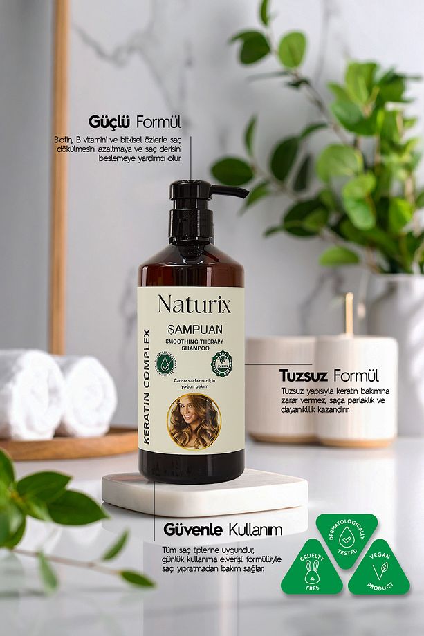 2'li Tuzsuz Argan Yağlı Şampuan + Keratin Şampuan 600 Ml Bitkisel Şampuan Paraben Içermez - 3
