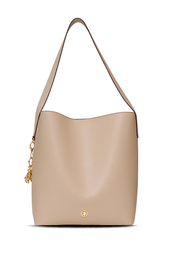 Beige-Burgundy Women's Shoulder Bag Us25535