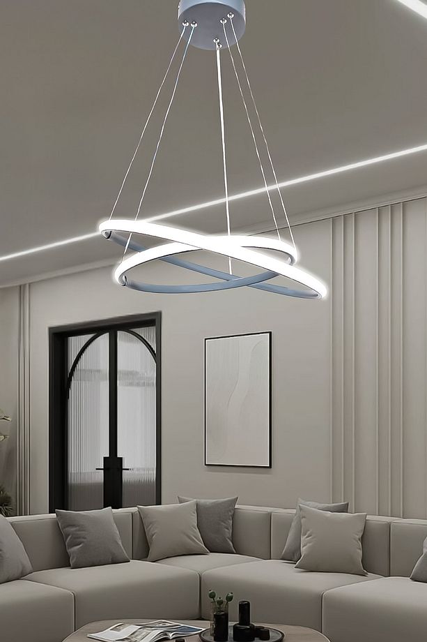 Axes Modern Tasarım Yatak Odası - Salon - Mutfak Led 2 Li Avize - 1