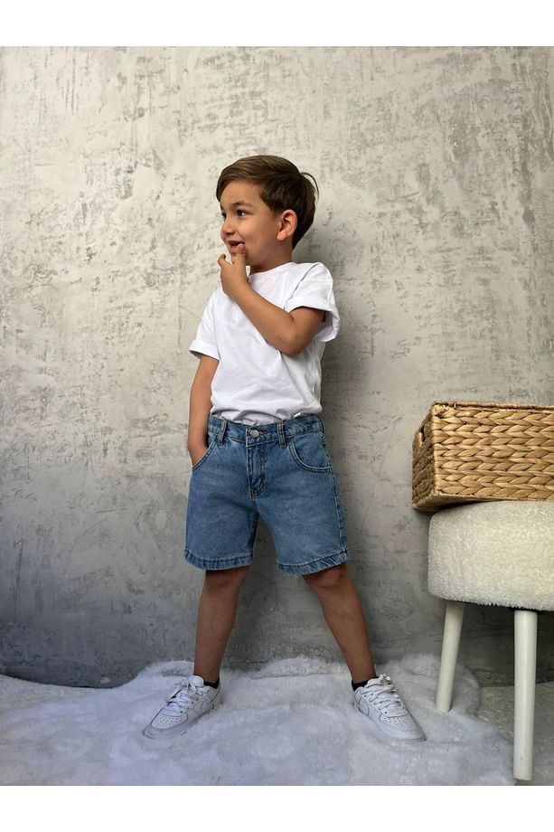 Soft Denim Basic Şort – Açık Mavi (3-10 Yaş Arası) - 6