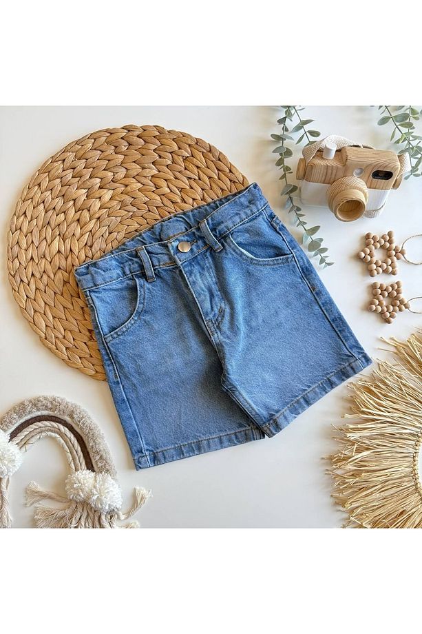 Soft Denim Basic Şort – Açık Mavi (3-10 Yaş Arası) - 1