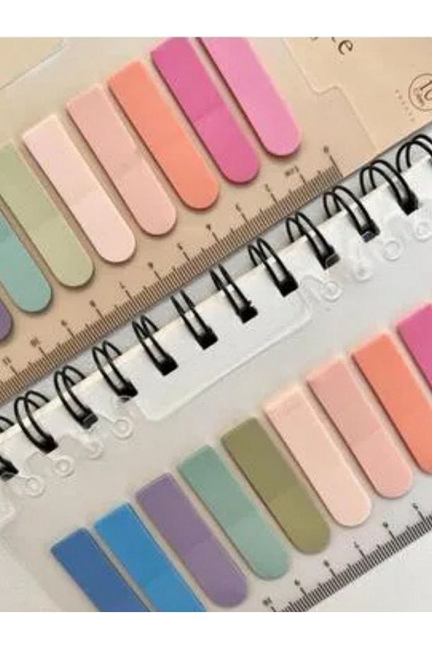 Pastel Tonlar 800 Yaprak Şeffaf Cetvelli Postit Not Kağıdı Seti 4 Adet set-2 - 2