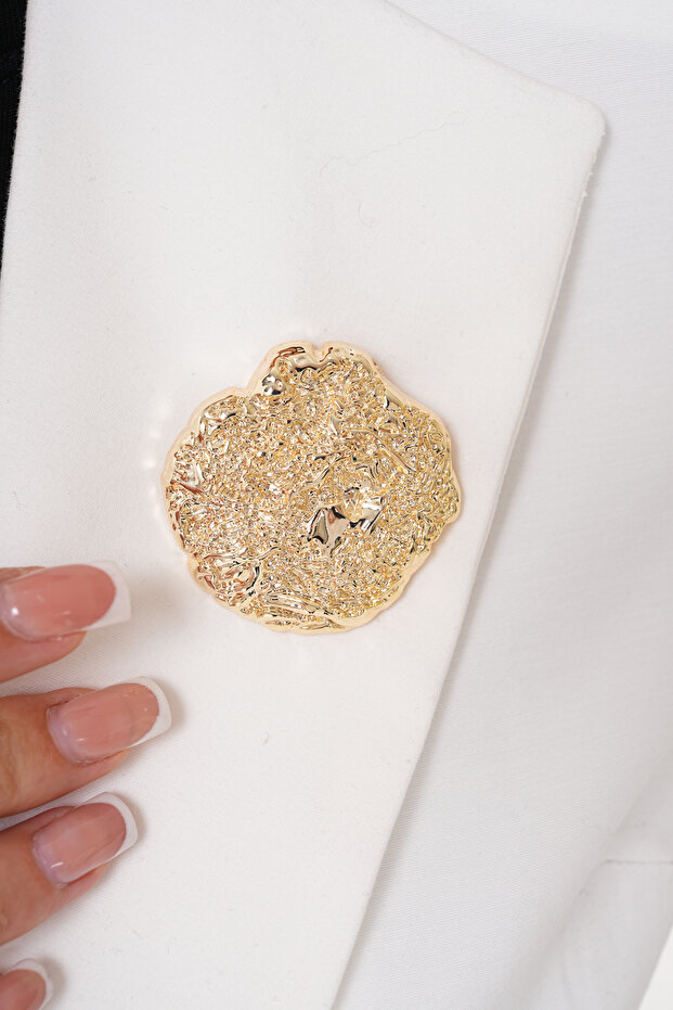 ALTIN BAROK OVAL DALGALI BROŞ - 3