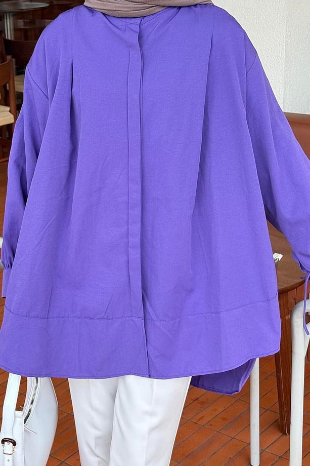Manşeti Biyeli Tunik Mor - 3