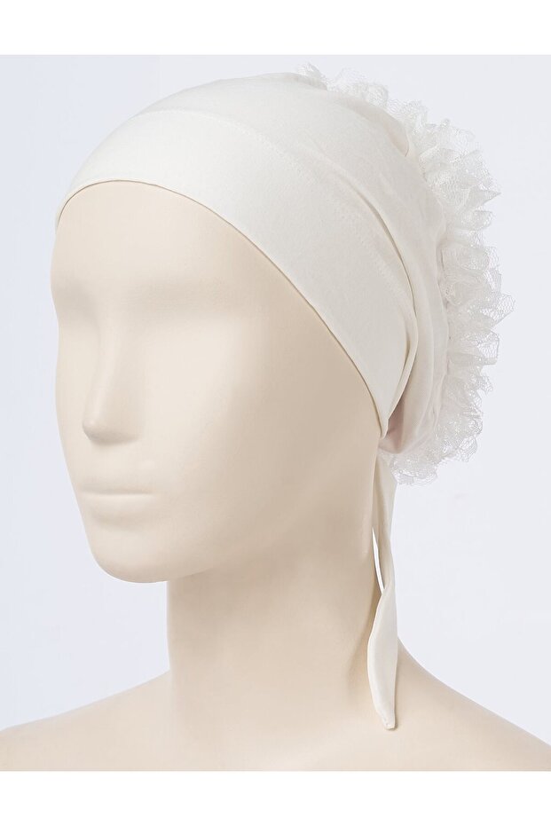 Dantel Topuzlu Bone Ekru - 3