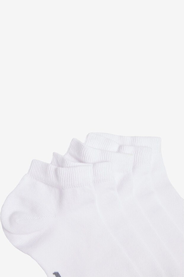 Erkek Beyaz Pamuklu 5'li Paket Patik Esnek Çorap - 3
