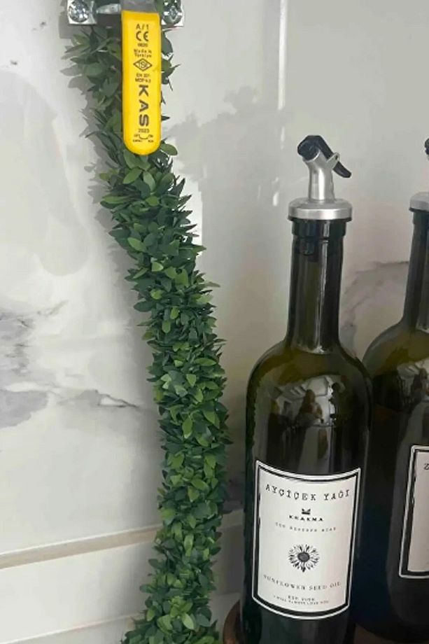 Yapay Yaprak Sarmaşık - Yeşil Tel Yaprak Şerit Yapay Taç Sarmaşık Süs 7.5 metre - 2