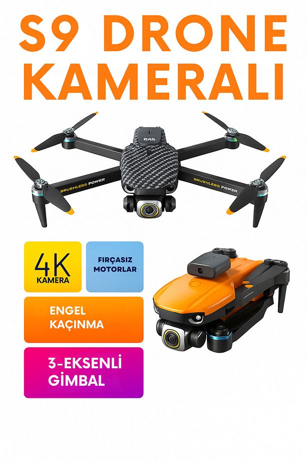 S9 Katlanabilir 4K Kameralı Drone – WiFi FPV Canlı Yayın, 360° Akrobatik Uçuş, Tek Tuş Kontrol - 2