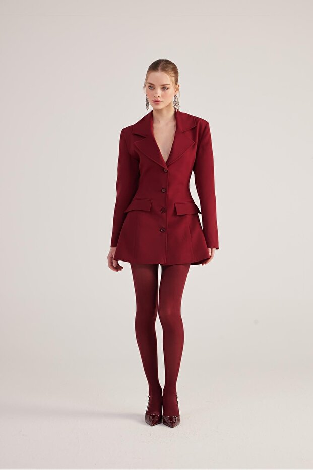Deja Blazer Ceket Bordo - 3