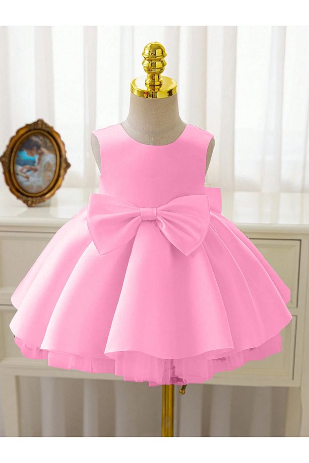 Kız Bebek Seda Model Şeker Pembe Doğum Günü Elbise - 1