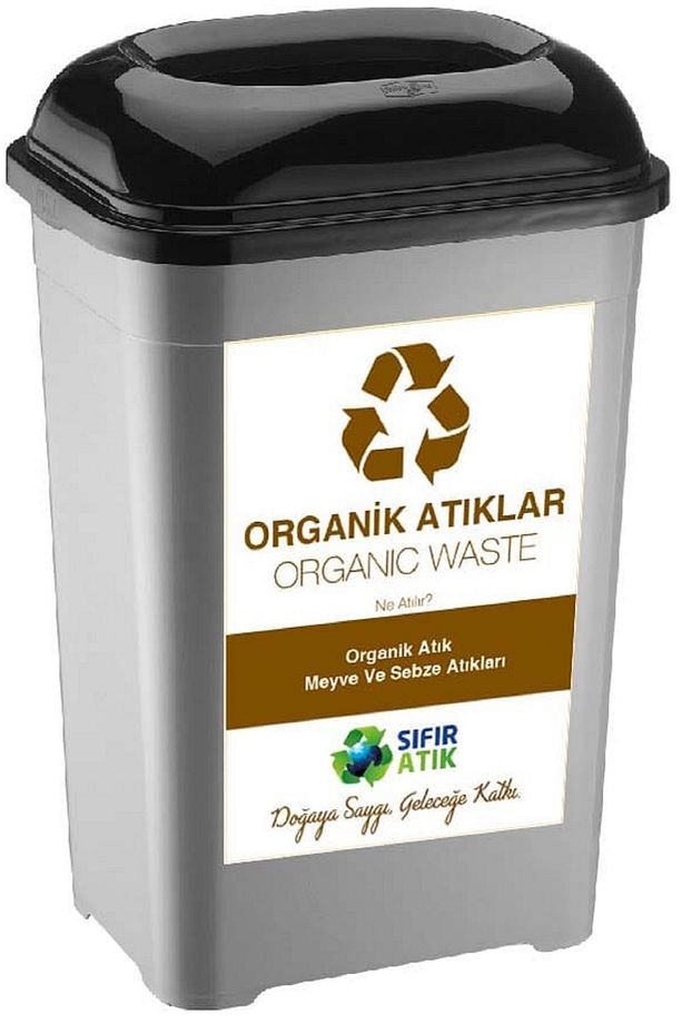 Sıfır Atık Kutusu 50 Lt Geri Dönüşüm Kutusu Plastik Büyük Boy Atık Kutusu 5 li Set 33*43*60 cm - 2