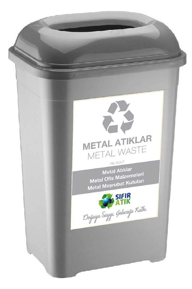 Sıfır Atık Kutusu 50 Lt Geri Dönüşüm Kutusu Plastik Büyük Boy Atık Kutusu 5 li Set 33*43*60 cm - 3