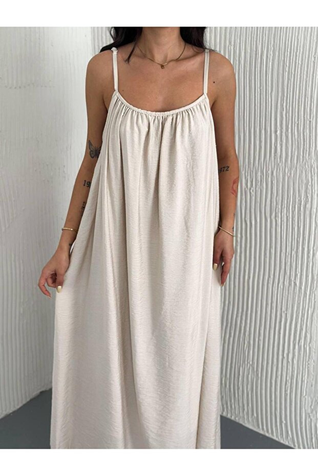 İp Askılı Maxi Elbise - 2