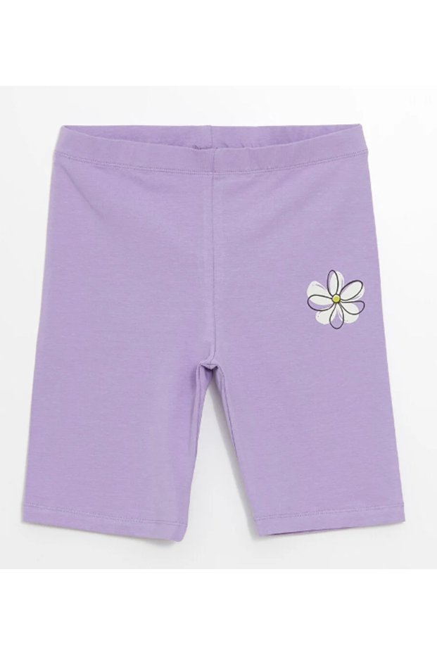 Girl's Printed Short Leggings Purple- Derek