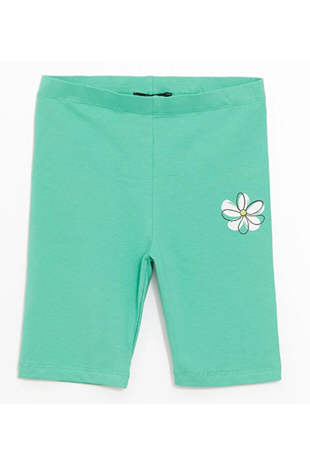 Girl's Printed Short Leggings Green- Derek