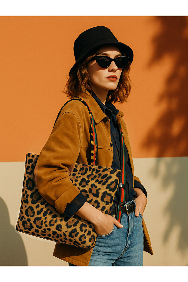 حقيبة كبيرة الحجم بنمط الفهد - 1