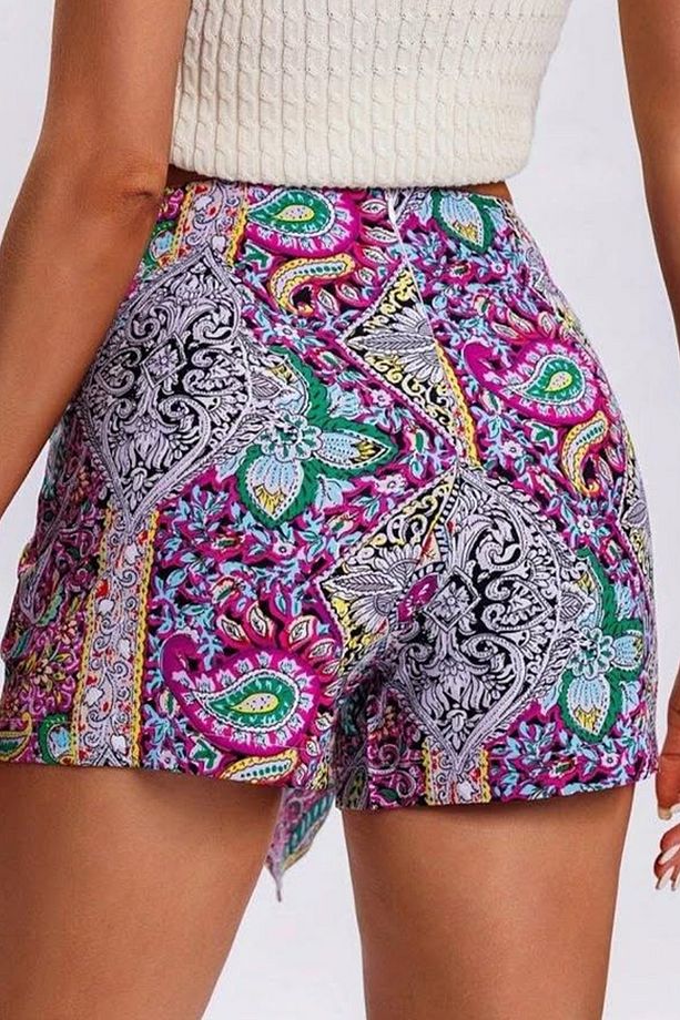 Önden Bağlamalı Desenli Dalgıç Short Etek - 4