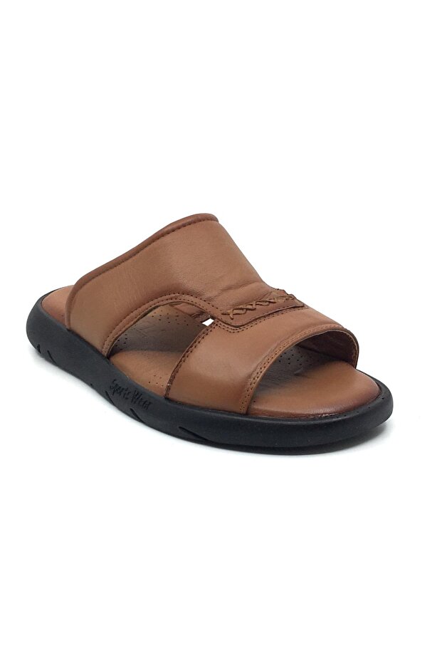 100% Genuine Leather Inside and Outside Orthopedic Men's Summer Comfortable Seamless Slippers 40-45