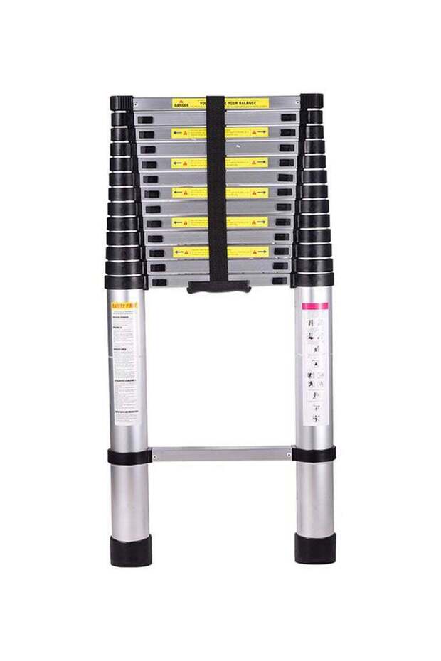 سلم تلسكوبي قابل للتمديد، متعدد الأغراض، فضي، 2.6 متر - 1