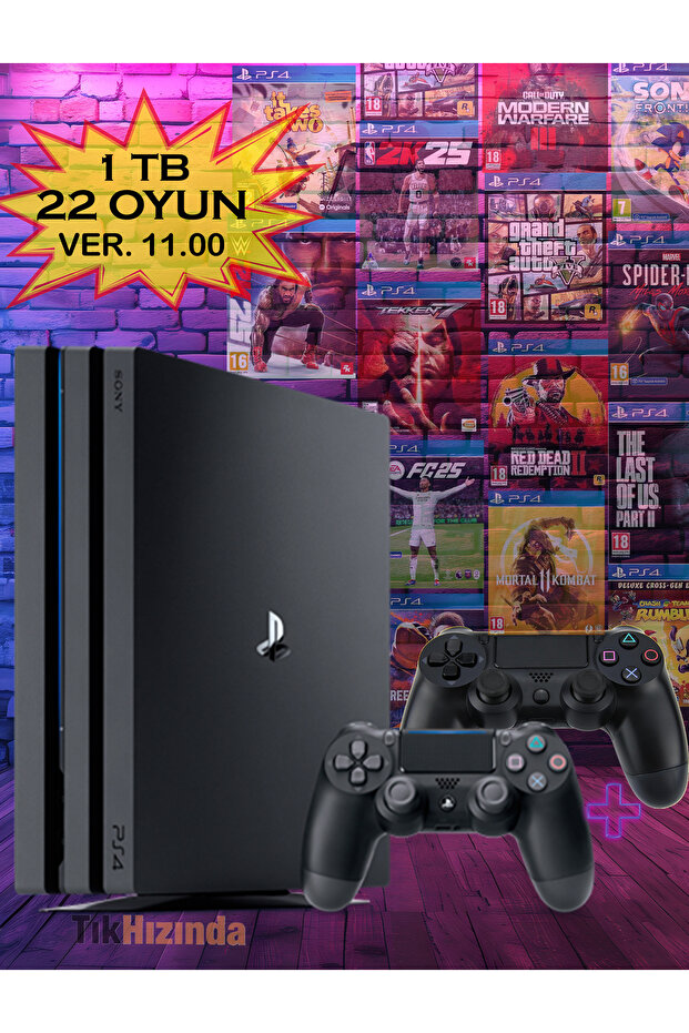 ProGameX SONY Playstation 4 Pro 1 Tb + 2 KOL - 20 Dijital Oyun Versiyon:11,00 Kırık Model
