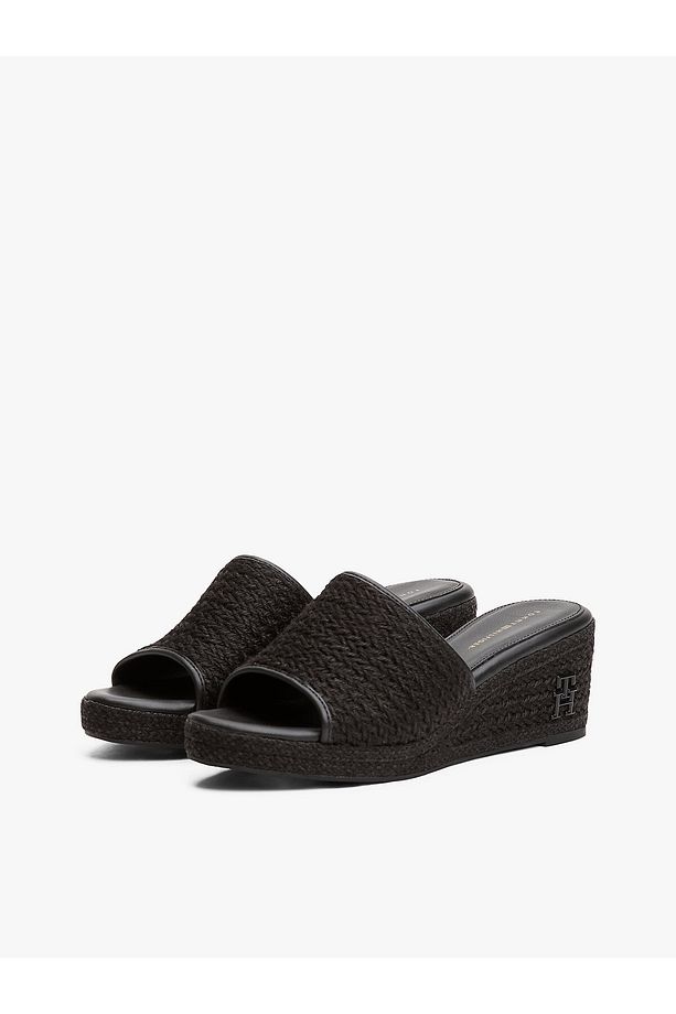 TH Monogram Linen Rope Wedge Sandals - 3