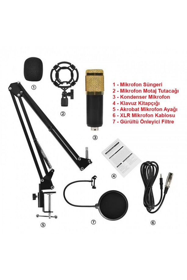 Kondenser mikrofon 3.5mm jak girişli kondenser mikrofon 6 parça set - 5