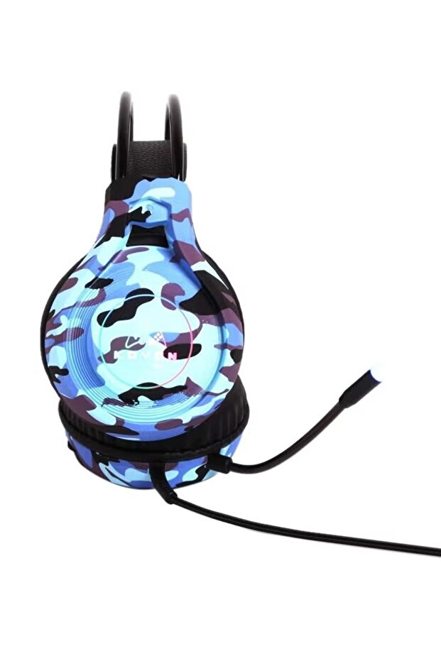 سماعة رأس KN1100 Plus للألعاب RGB Lightning مع ميكروفون - BlueCamouflage