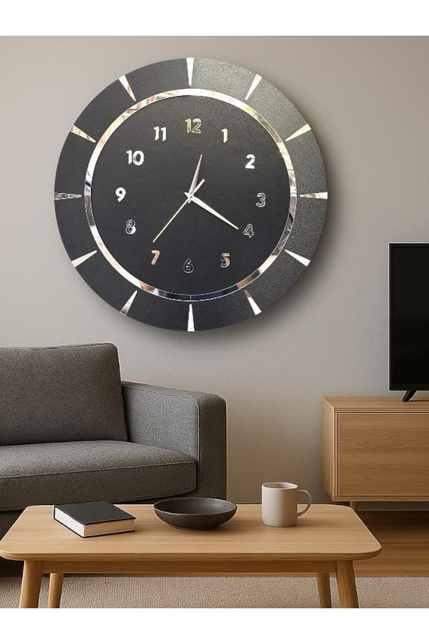 Dekoratif Ahşap Duvar Saati Lüks Duvar Dekoru Sessiz Mekanizma Modern Saat Ahşap Saat Wall Clock - 8