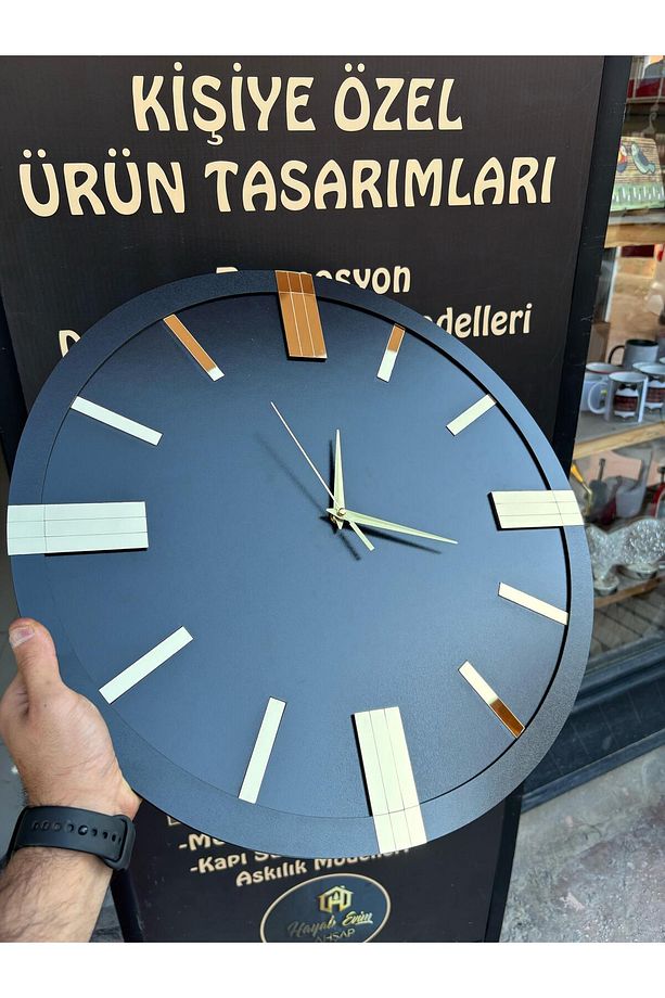 Dekoratif Ahşap Duvar Saati Lüks Duvar Dekoru Sessiz Mekanizma Modern Saat Ahşap Saat Wall Clock - 7