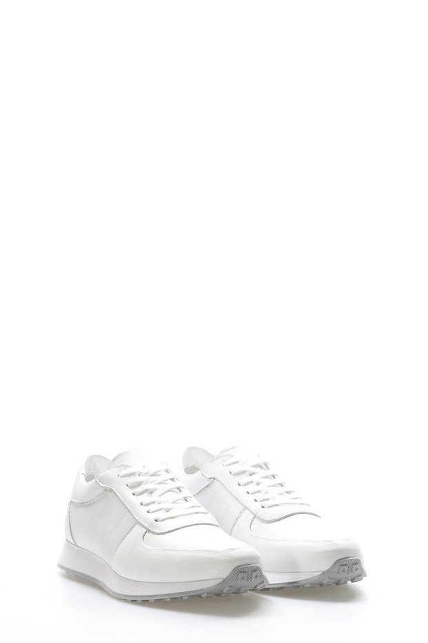 Tugerdi White Genuine Leather Thermo Sole Lace-Up Men's Sports Shoes Tg09951131966
