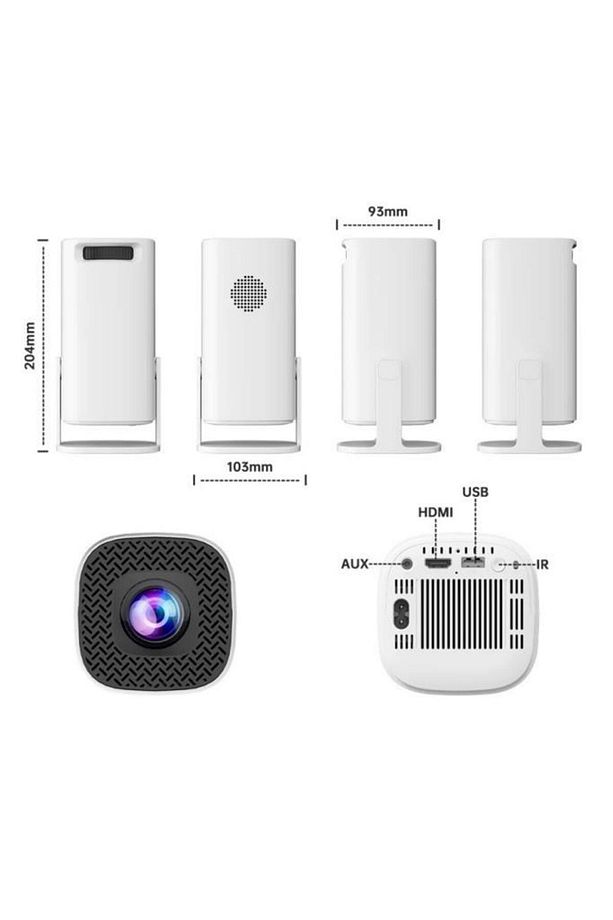 P30 Max Mini Beyaz Taşınabilir Retro Video Konsolu Android Akıllı Projektör Projeksiyon - 3