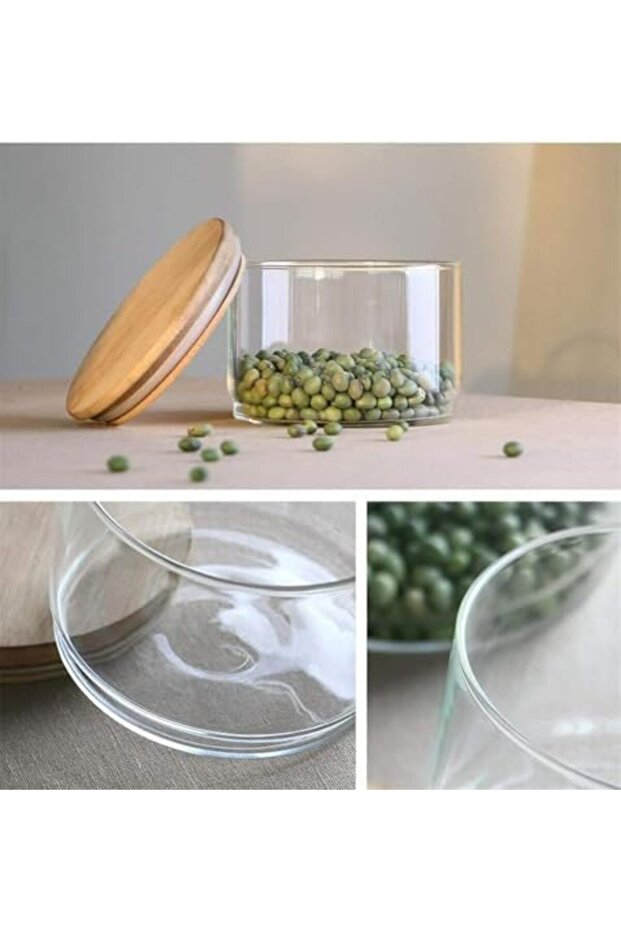 2 Layer Storage Glass Jar with Airtight Bamboo Lid - 400ml (200ml Each) - 4