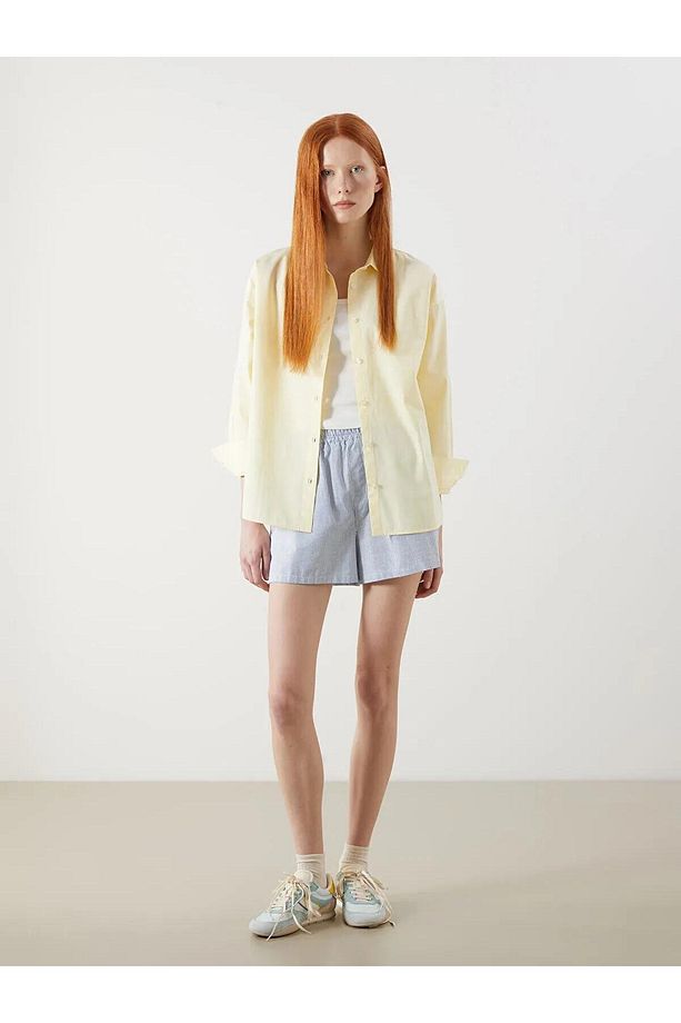 XSIDE Sari Oversize Poplin Kadın Gömlek (S5) - 2