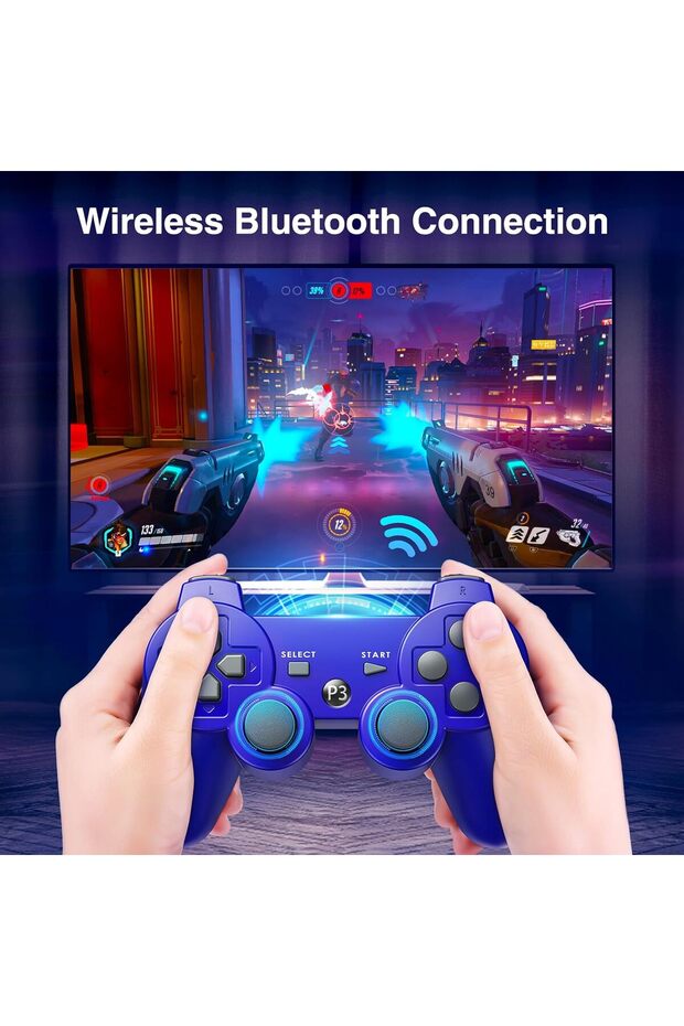 PS-3 Wireless Controller with High Performance Upgraded Joystick Rechargeable Battery - 8