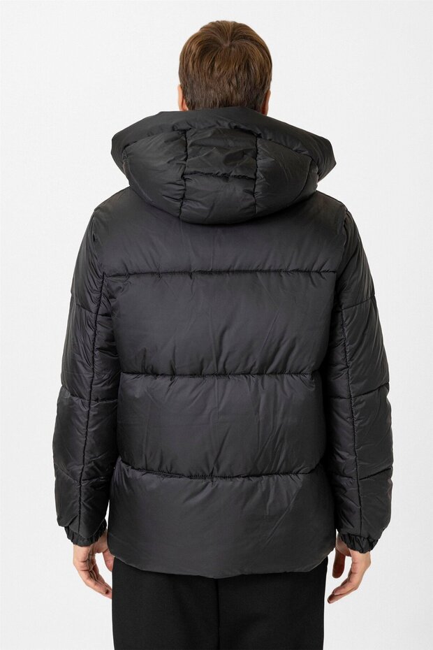 Slim Fit Kapüşonlu Dolum Mont - 5