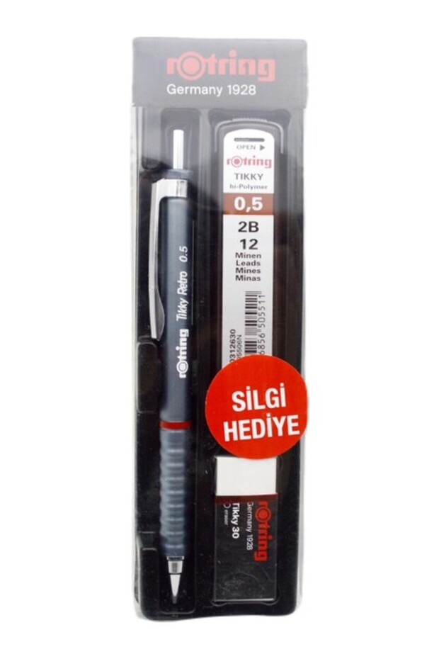 Okul Seti Versatil Kalem Tikky Retro 0.5+Min Silgi Hediyeli Gri - 1