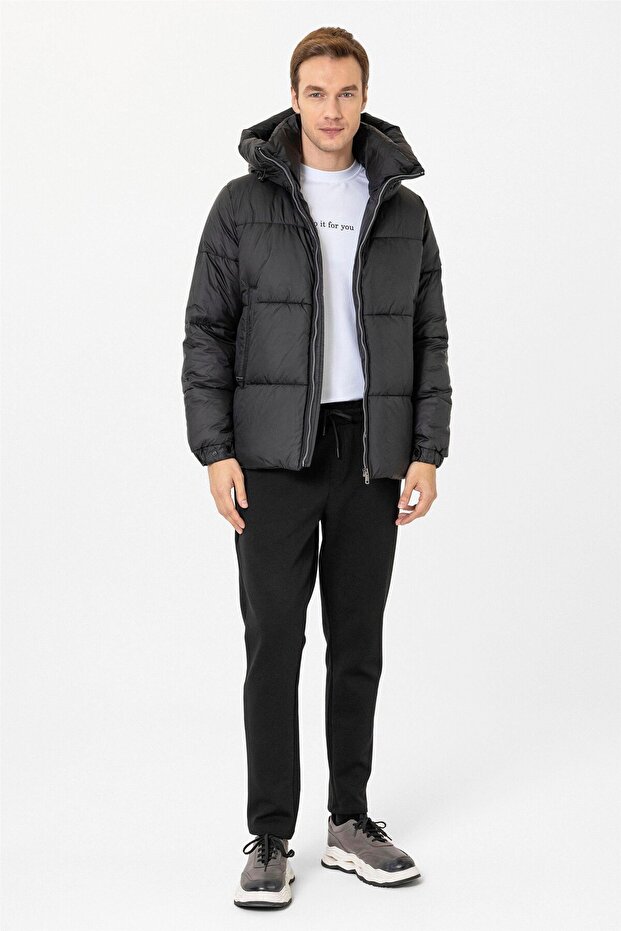 Slim Fit Kapüşonlu Dolum Mont - 6