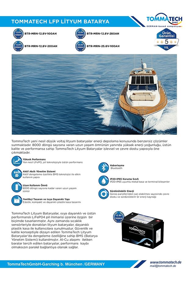 12.8 V 100 AH Marin Bluetooth Lityum Batarya - 3