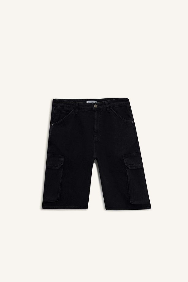 %100 Pamuk Kargo Fit Jean Bermuda Şort E1380ax25sm - 1