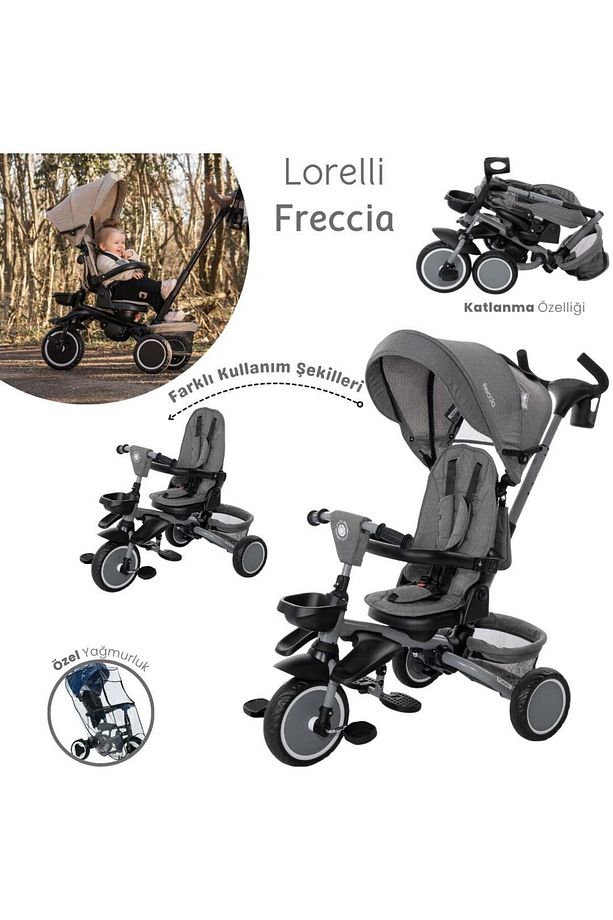 Lorelli Freccia Katlanabilir Çift Yönlü Üç Tekerlekli Bisiklet -Grey Black - 1