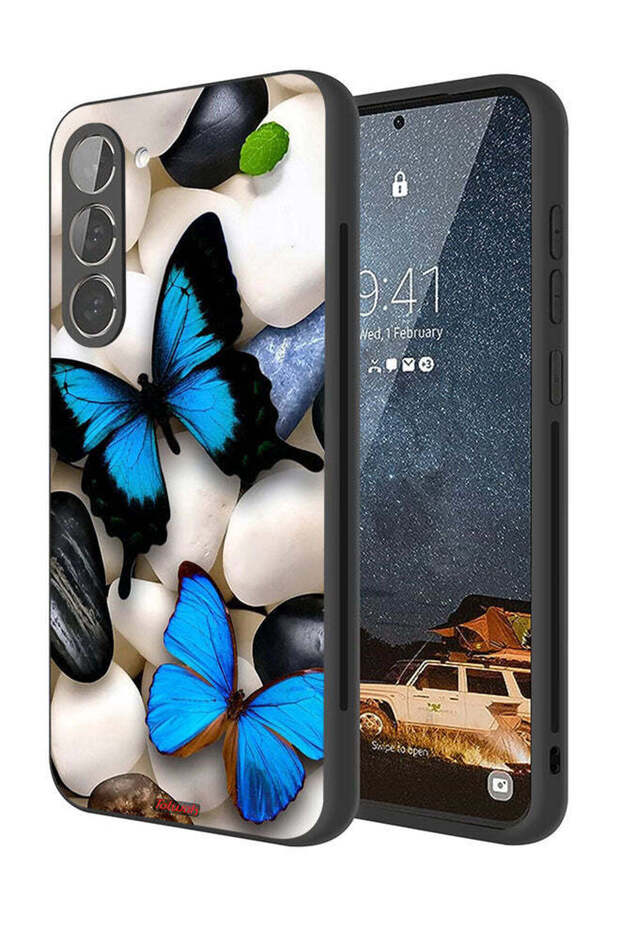 Samsung Galaxy S23 5G Protective Case Cover Butterflies On Stones