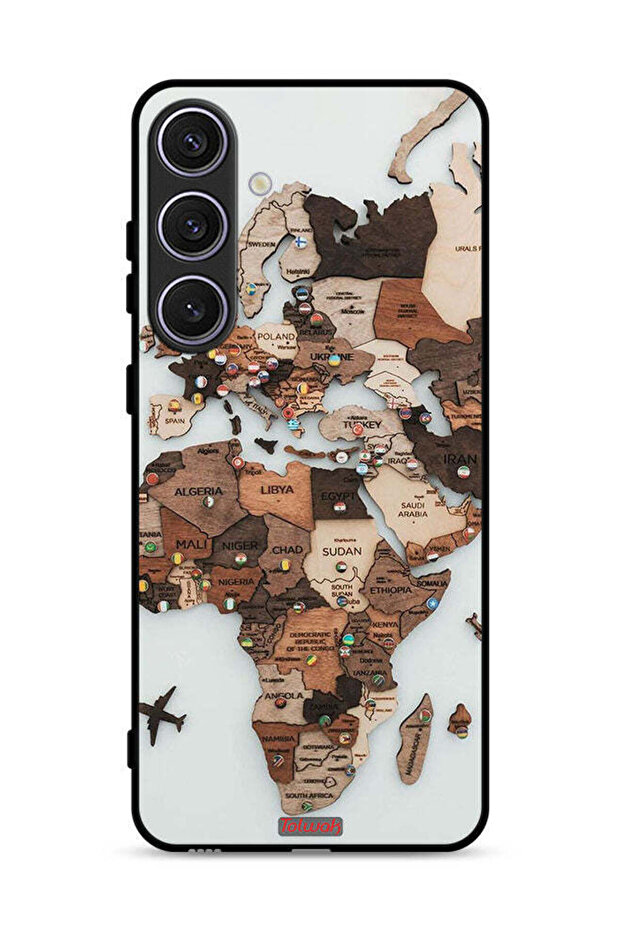 غطاء حماية لهاتف Samsung Galaxy S24 Plus 5G بتصميم خريطة العالم