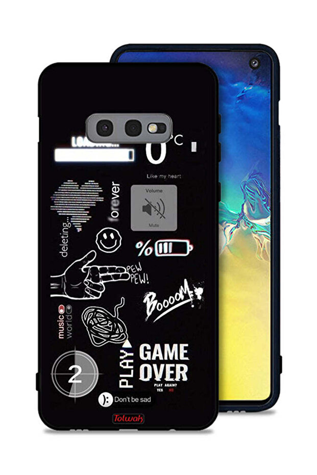 غطاء حماية لهاتف Samsung Galaxy S10e مطبوع عليه Game Over Pew Pew