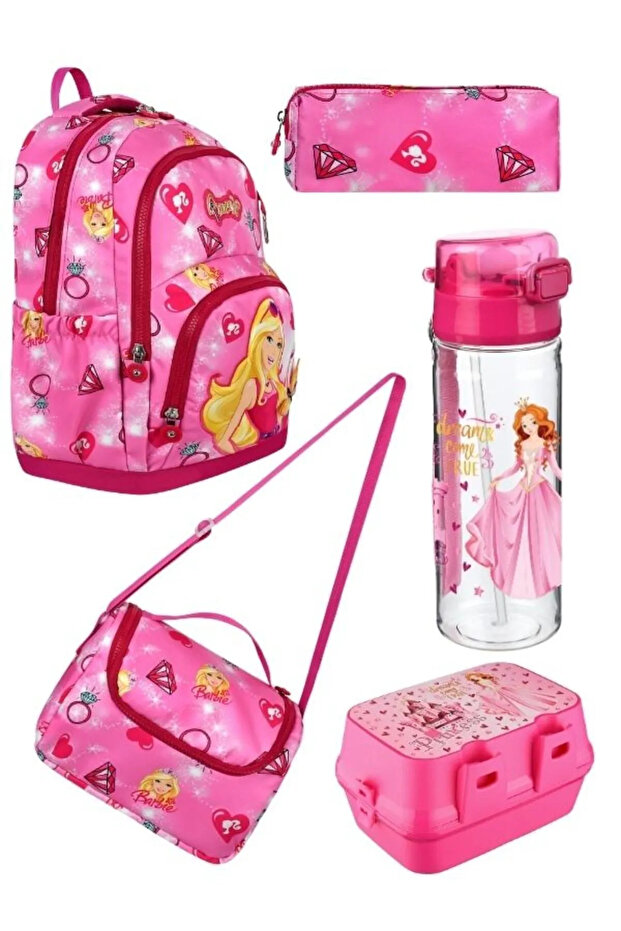 Barbi̇ Five-Piece Primary School School Bag Set - Girl's School Bag