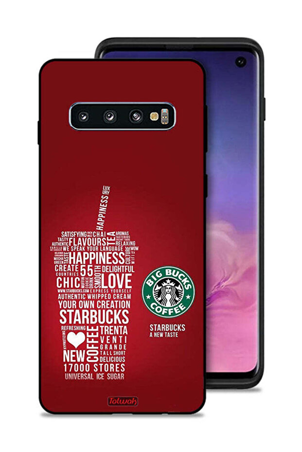 غطاء حماية لهاتف Samsung Galaxy S10 بملصق قهوة