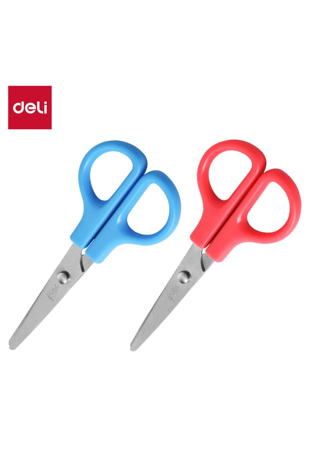 E6020 121mm School Scissors with Round Tip, 1 pcs, random color, ideal for school cutting tasks.