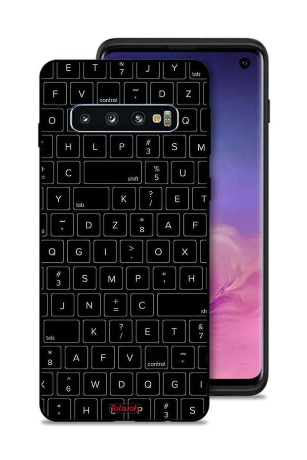 غطاء حماية لهاتف Samsung Galaxy S10 بنمط مفاتيح لوحة المفاتيح العشوائية