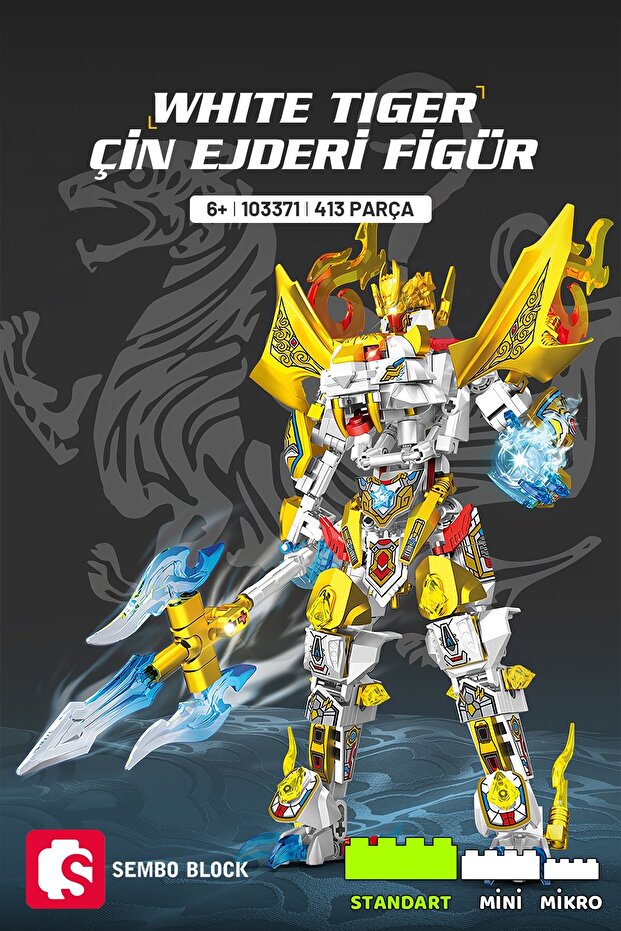 White Tiger Çin Ejderi Figür Yapı Bloğu Seti - 1
