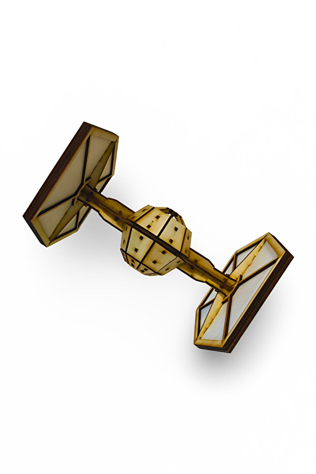 Ahşap TIE Fighter Maketi - 3D Ahşap Kit - Dekoratif Sci-Fi Uzay Aracı Maketi - 4